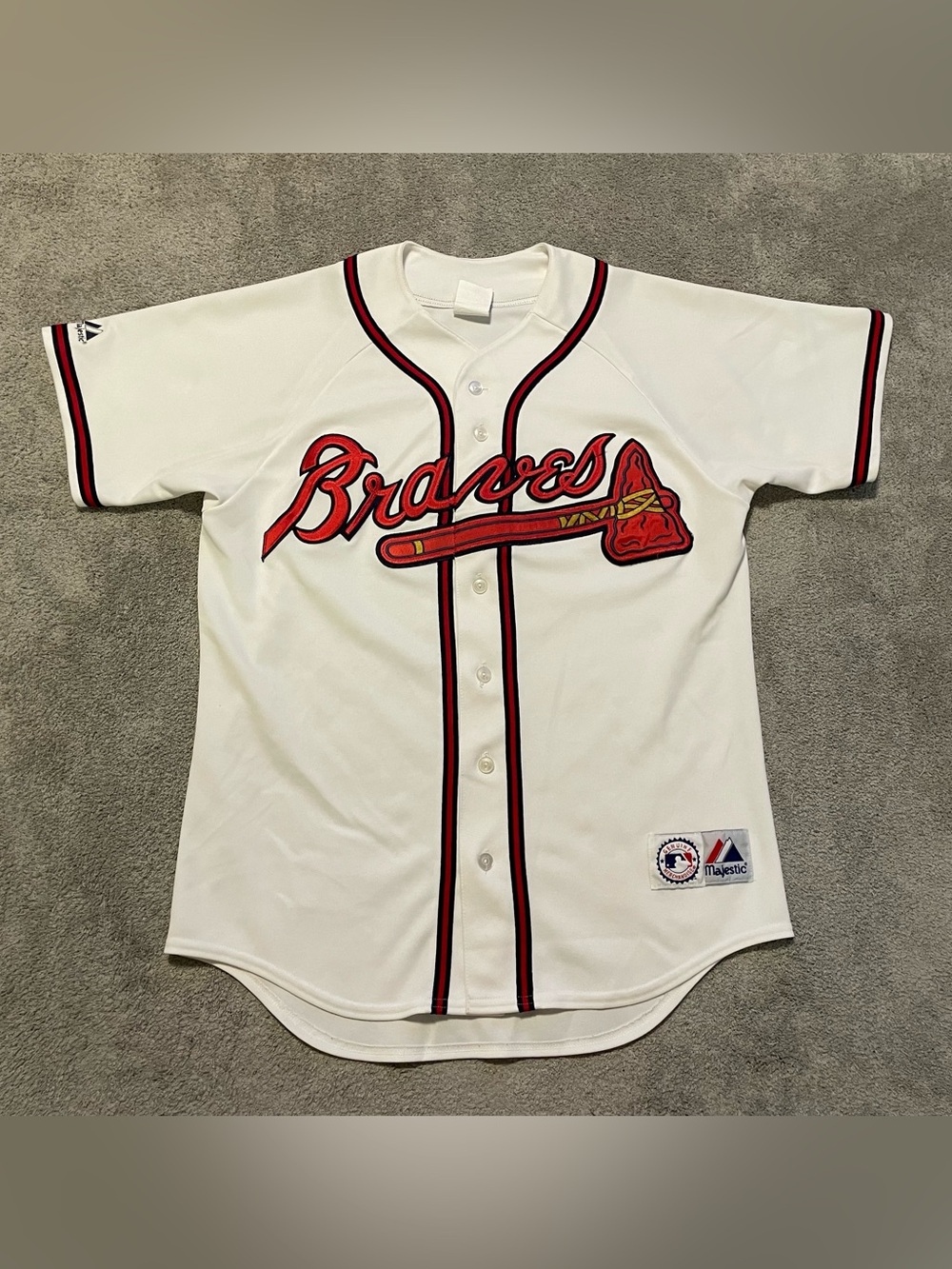 Vintage Atlanta Braves Majestic Jersey Mens M White USA Made Sewn MLB Baseball